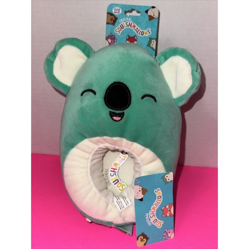 NWT Squishmallow Size 11/12 Green‎ Blue Koala Kids Slippers Fun Plush Kevin A16